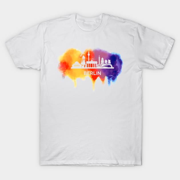 Berlin Skyline Watercolor T-Shirt by yulia-rb